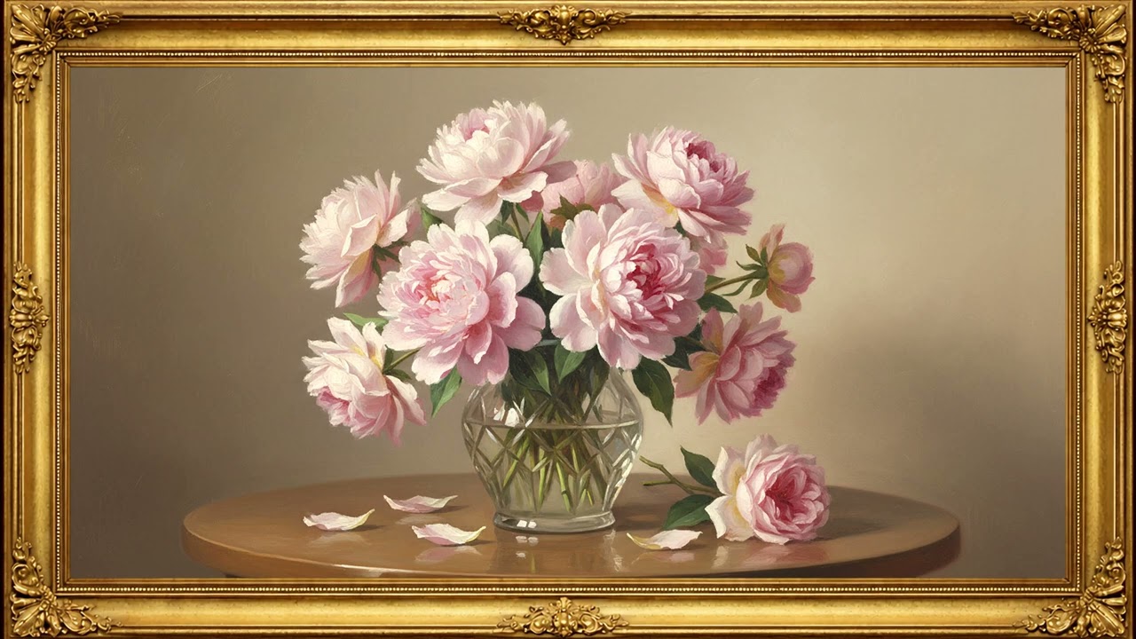 Vintage Rose Bouquet 🌹 | Oil Painting | 4K Framed TV Art Screensaver Visuals