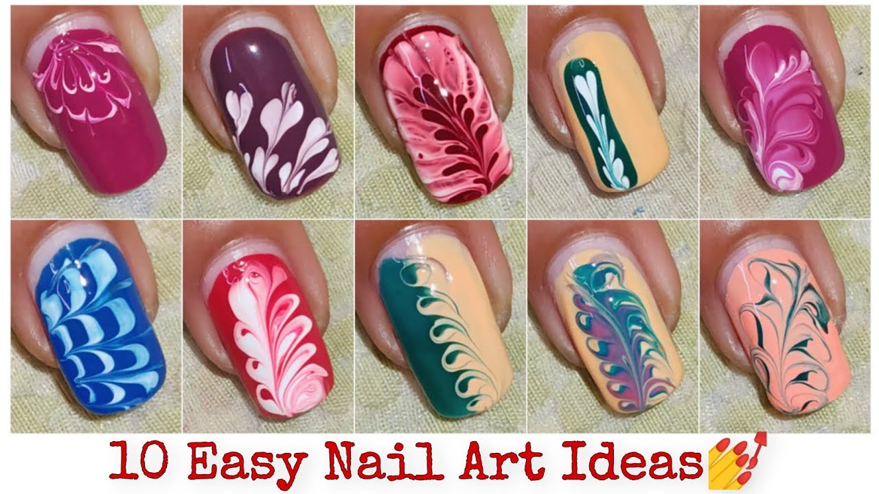 10 Top Easy Dry Marble Nail Art Ideas / Easy nail Art within 2 minutes / Simple nail designs #nails