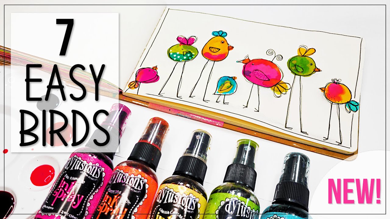 Easy Watercolor Birds with Dylusions | Whimsical Art Journal