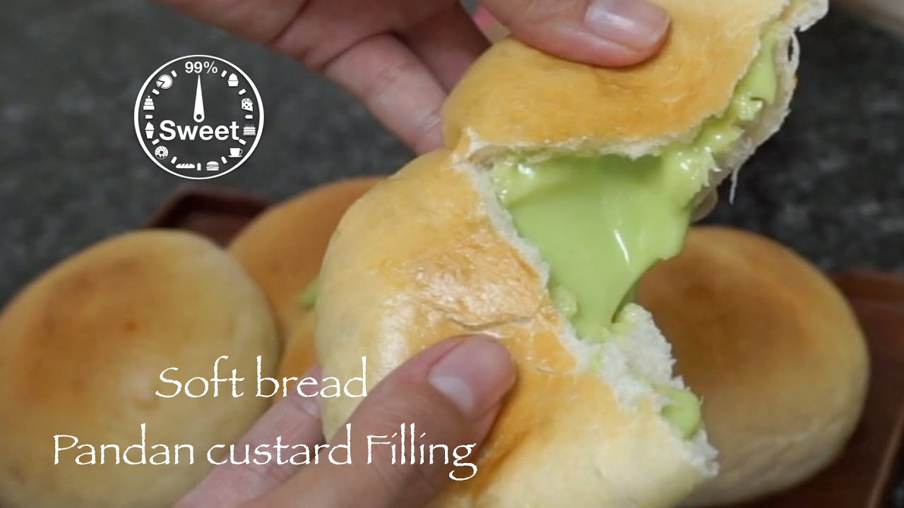 Soft bread with pandan custard filling recipe | sweet 99%