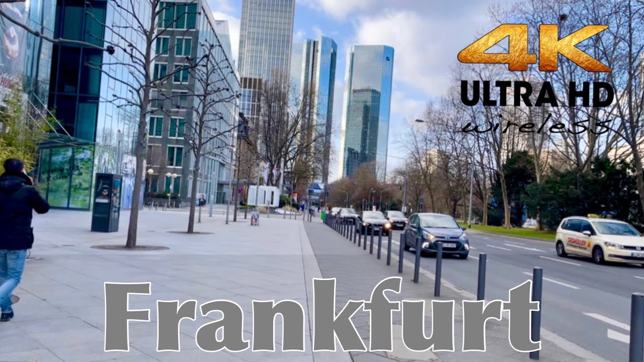 [4K HDR] Walking At Frankfurt City . Eurotower Building . Germany Walking Tour 🇩🇪 2021