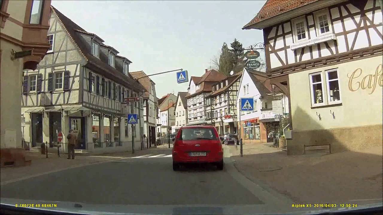 Ortsdurchfahrt im Odenwald/HP: Lindenfels (Ost rein, NW raus)