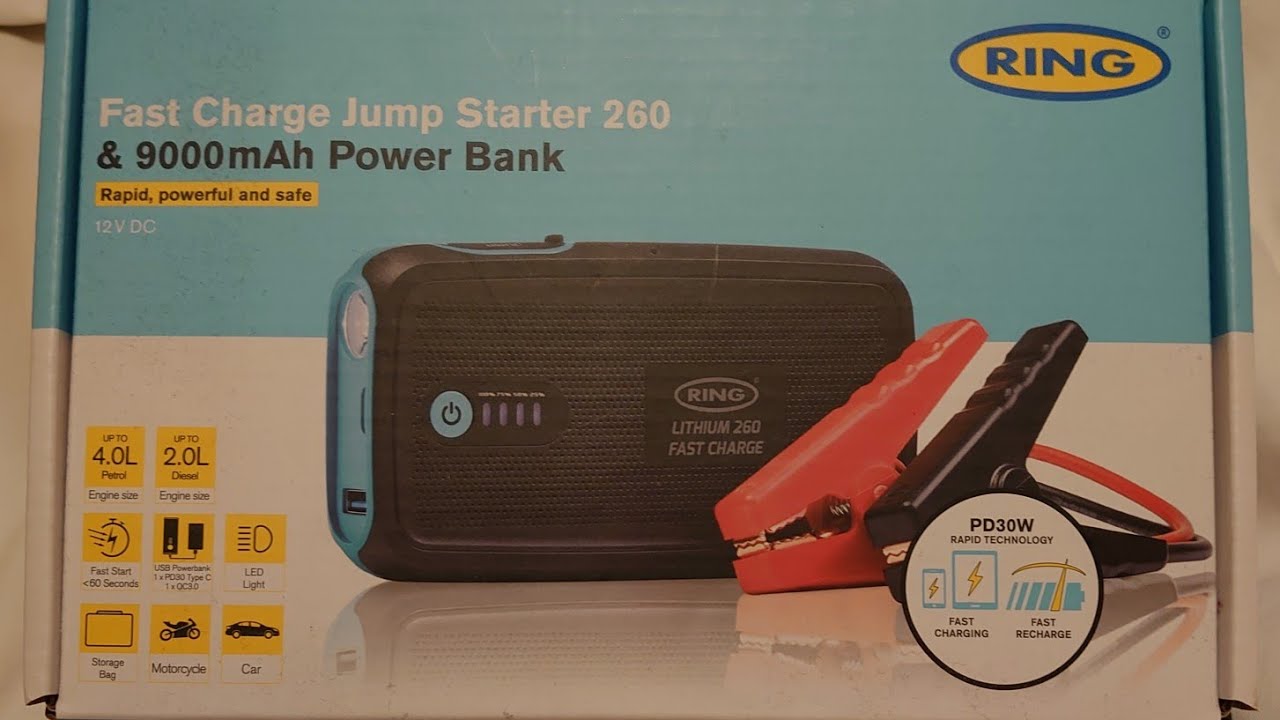 RECALLED Jump Starter Ring automotive. review of RPPL260 Fast Charge Lithium Jump starter.