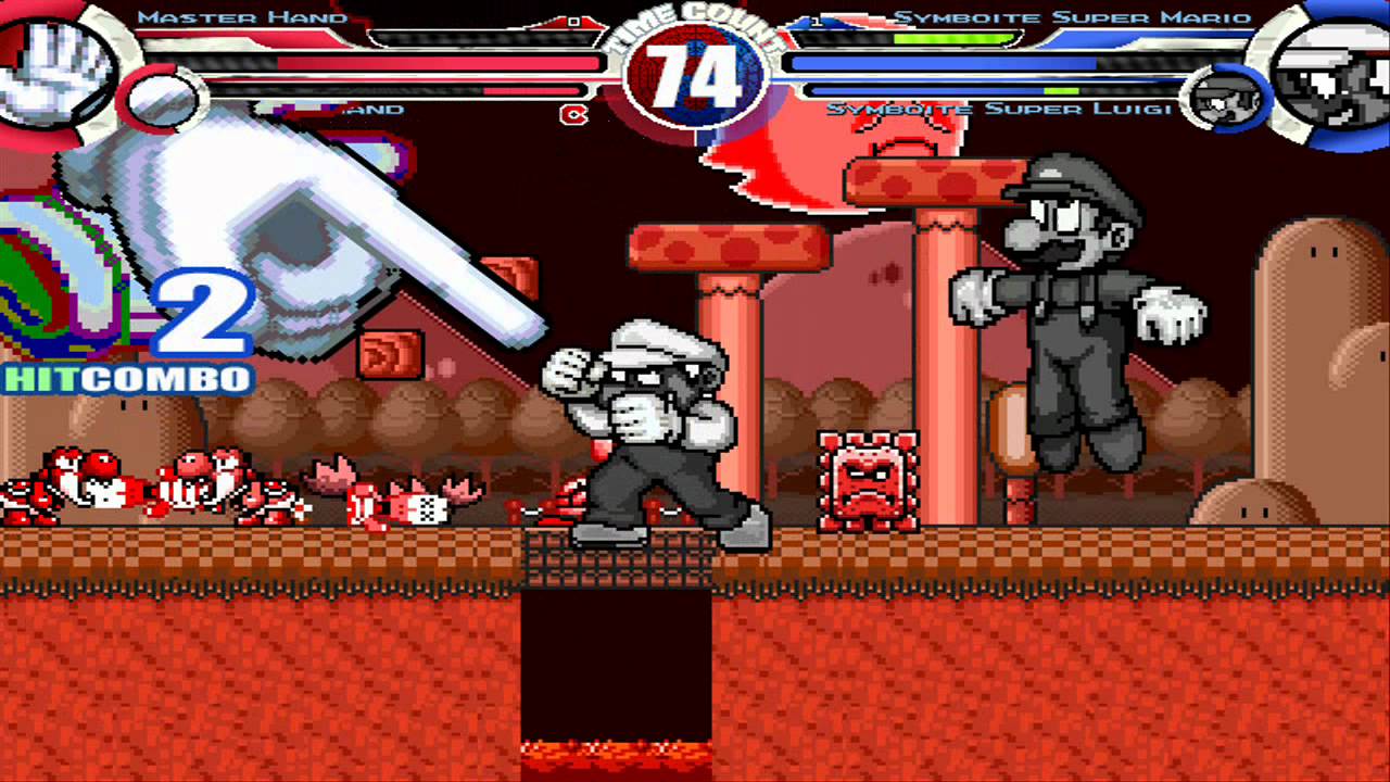 Master Hand & Crazy Hand vs Symboite Super Mario & Symboite Super Luigi MUGEN Battle!!!