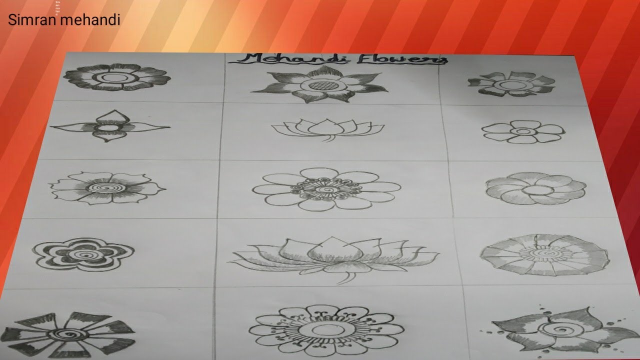 Mehandi Classes Day-5|| How To Draw 9Different Types Of Flowers💐🌹💐#mehndidesign #mehandi