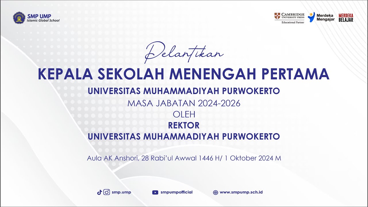 [LIVE] PELANTIKAN KEPALA SEKOLAH MENENGAH PERTAMA UMP MASA JABATAN 2024-2026