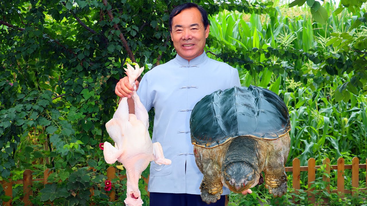 Giant Snapping Turtle & Chicken Roasted in Leaves and Clay — Incredibly Juicy and Aromatic!