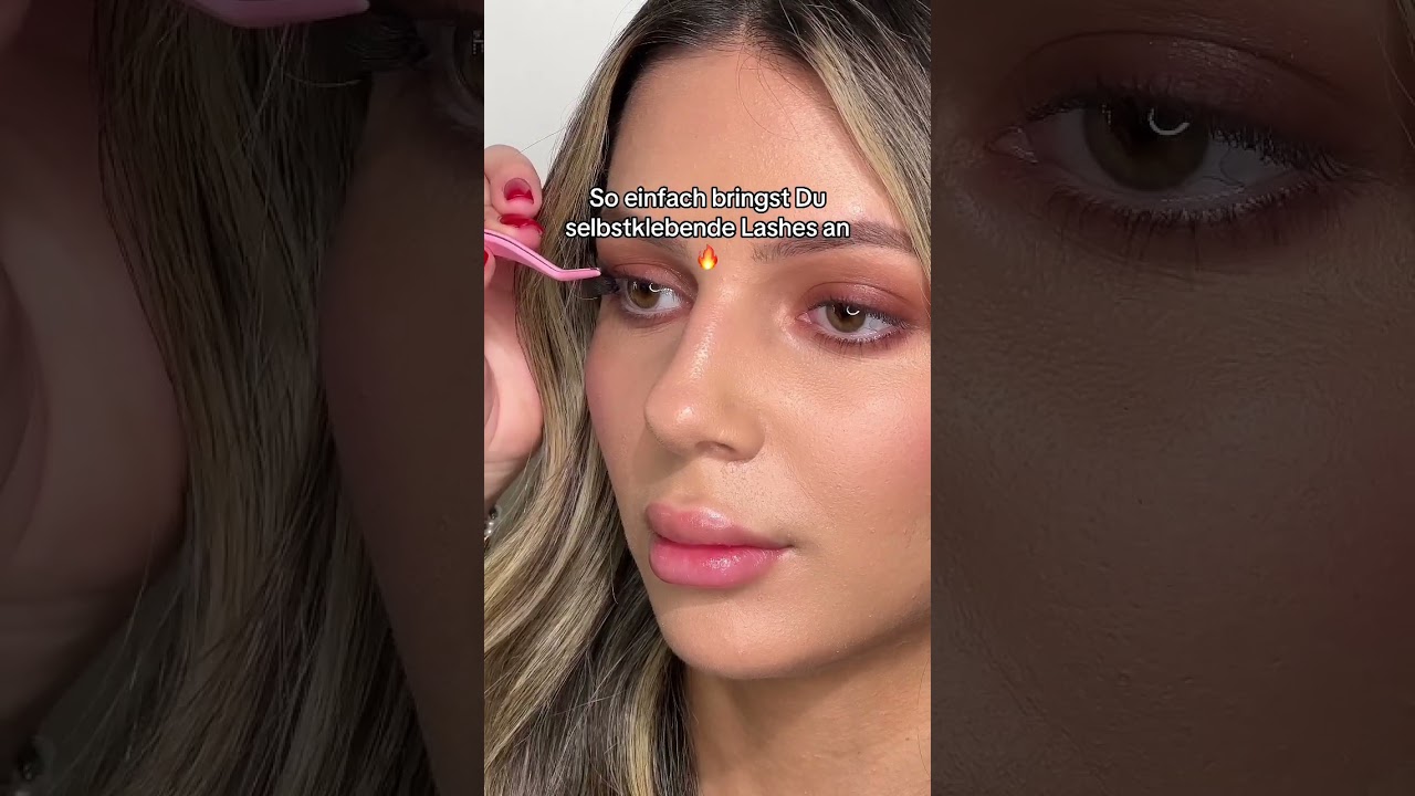 So einfach lassen sich selbstklebende Lashes anbringen! 😍#selbstklebendelashes #howto #shorts
