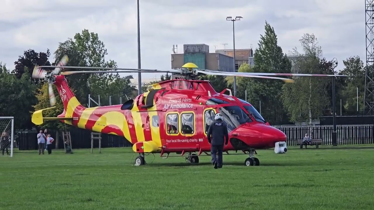 Essex & Herts Air Ambulance Full Start Up And Take Off From Borehamwood