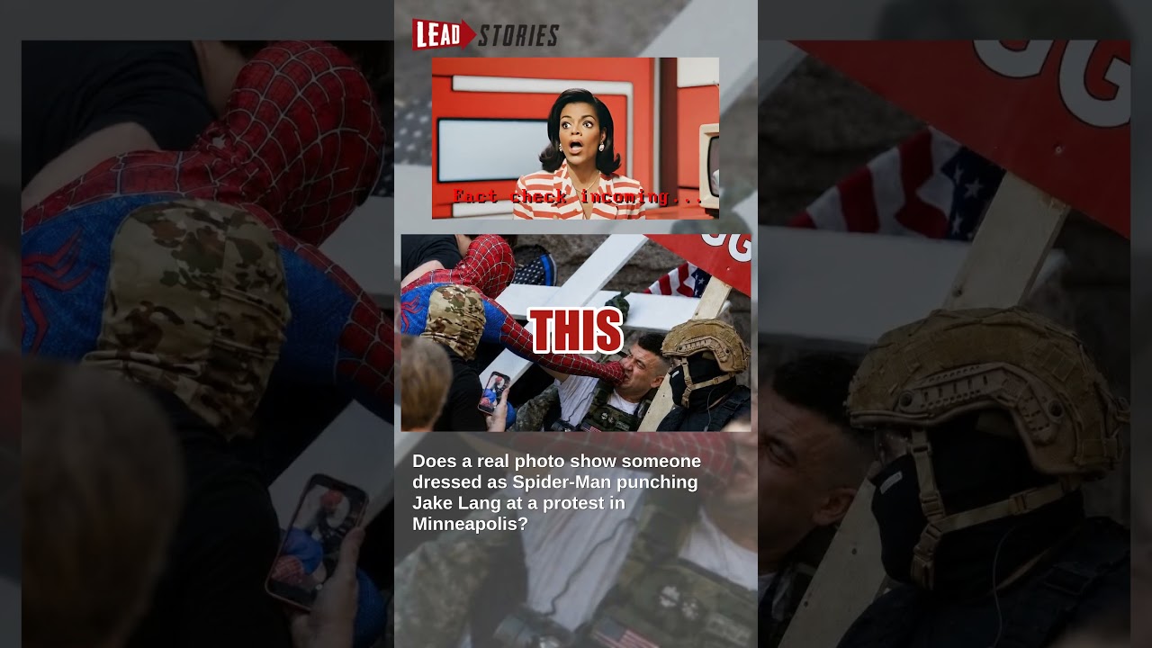 Fact Check: FAKE Image Shows Spider-Man Punching Jake Lang At A Minneapolis Protest -- AI-Generated