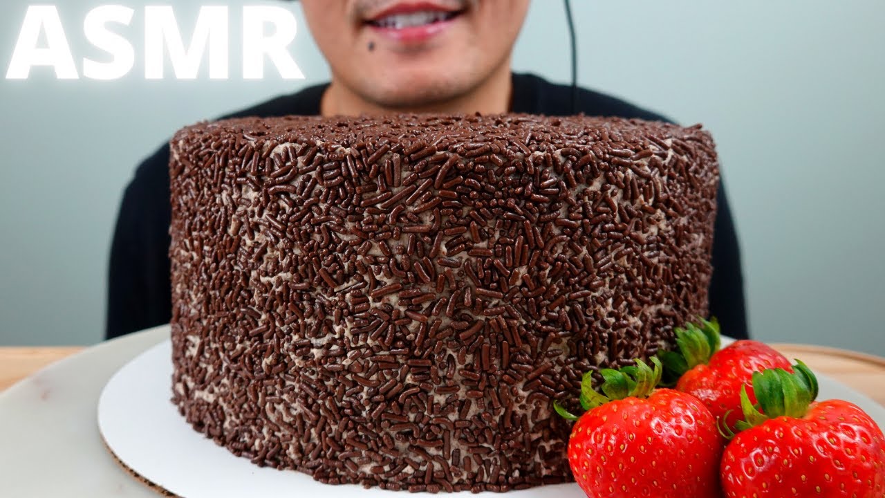 ASMR | Homemade Chocolate Mousse Cake + Chocolate Sprinkles | The Hangry Mole
