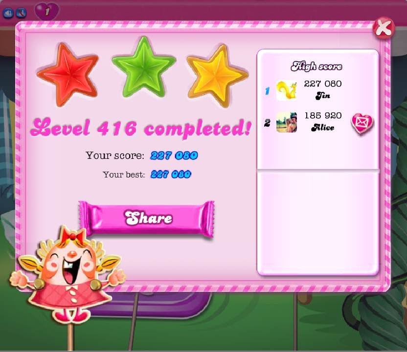 Candy Crush Saga Level 416  ★★★