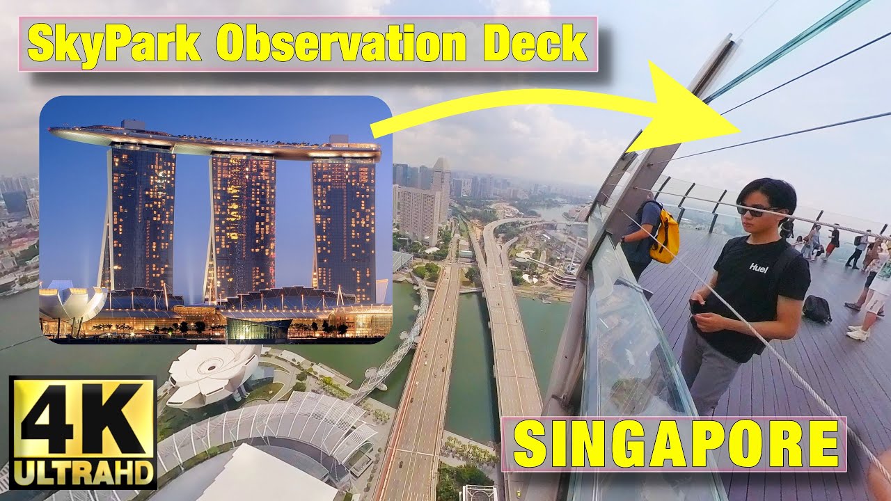 Singapore walking tour at Sky Park Observation Deck | Overlooking Singapore's skyline | 4K walk
