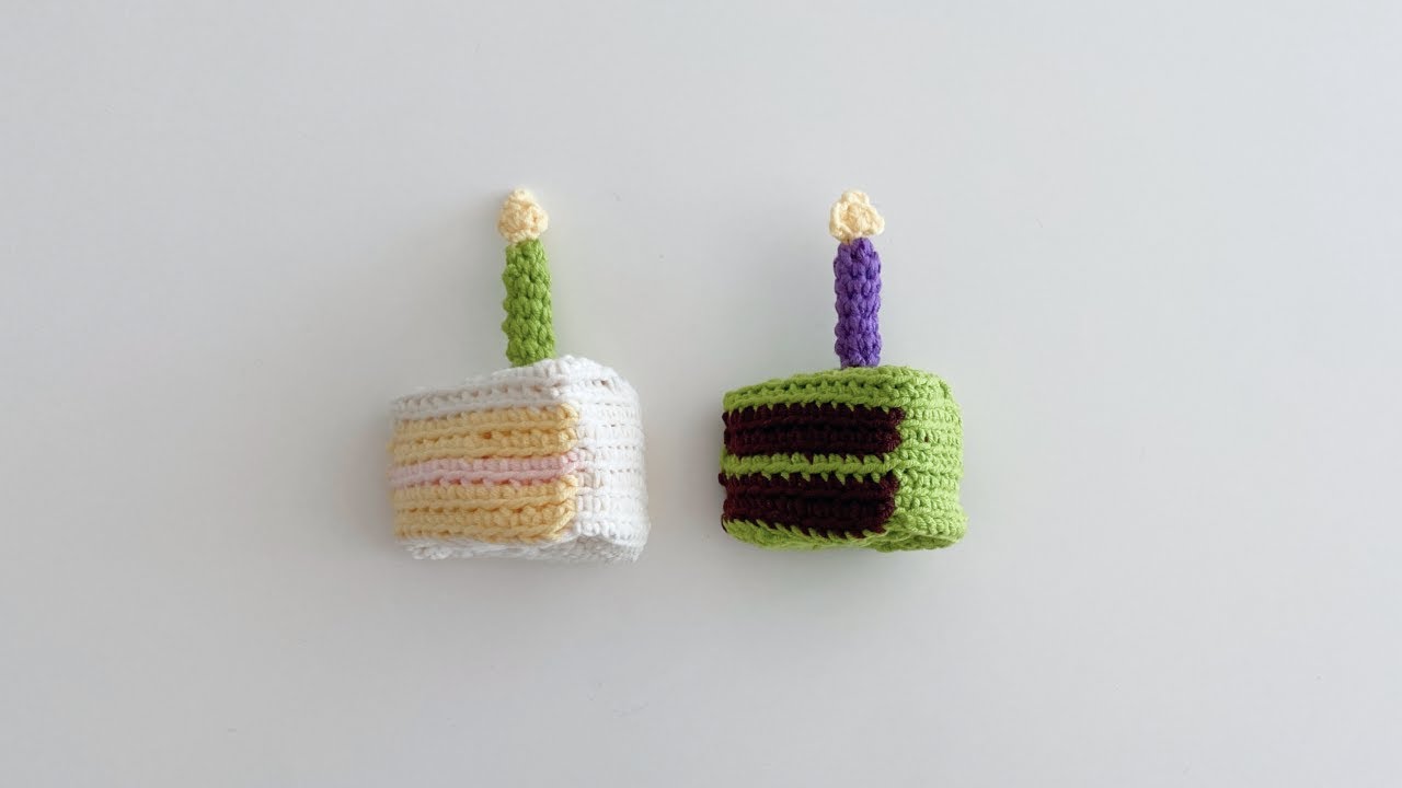 [Crochet with me🤍] 코바늘 케이크 키링 뜨기 🍰 Crochet slice cake keychain Tutorial