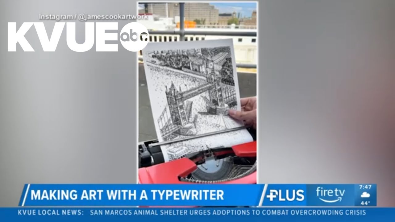 English artists creates portraits using typewriter