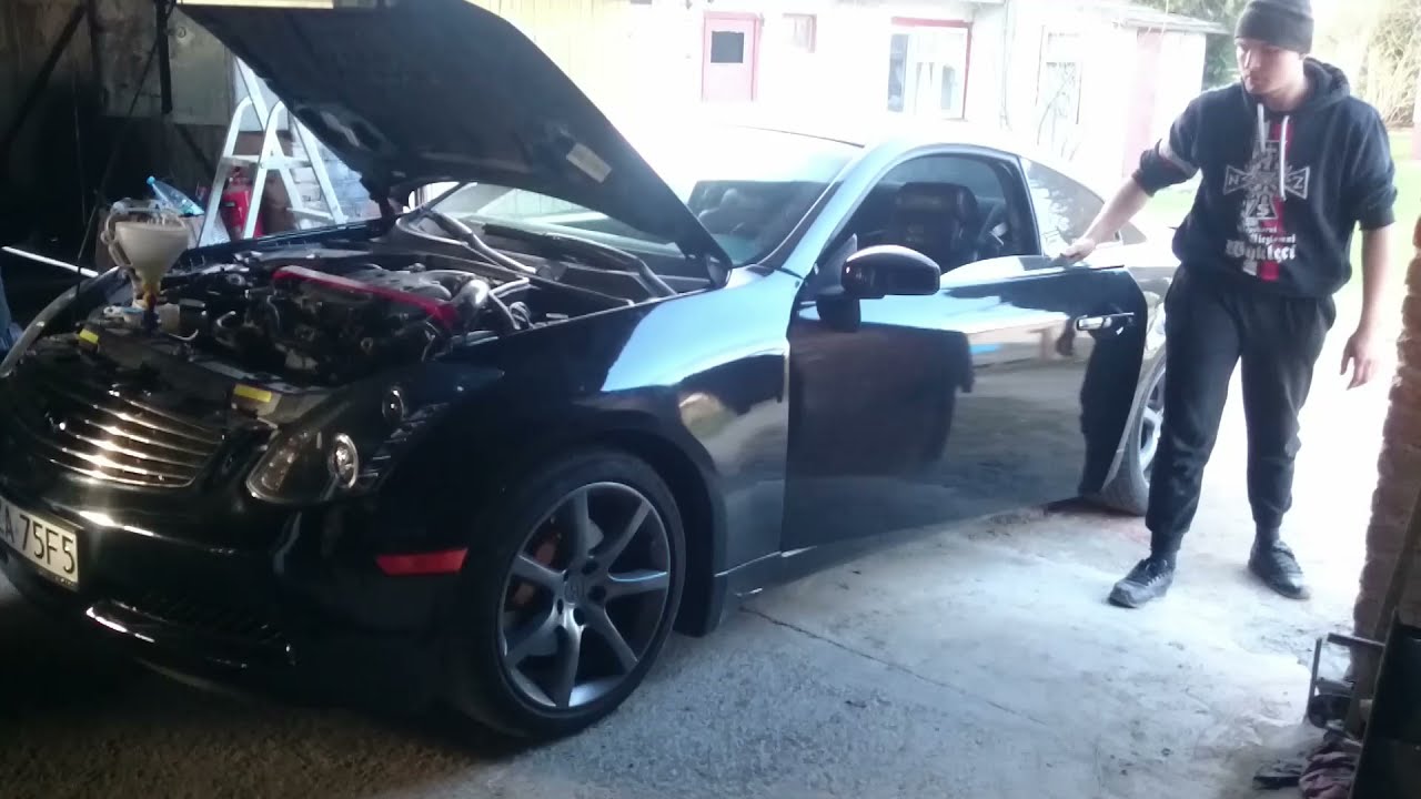 Wymiana termostatu i odpowietrzanie układu chłodniczego Infiniti G35 Sedan Coupe Nissan 350 Z VQ35DE