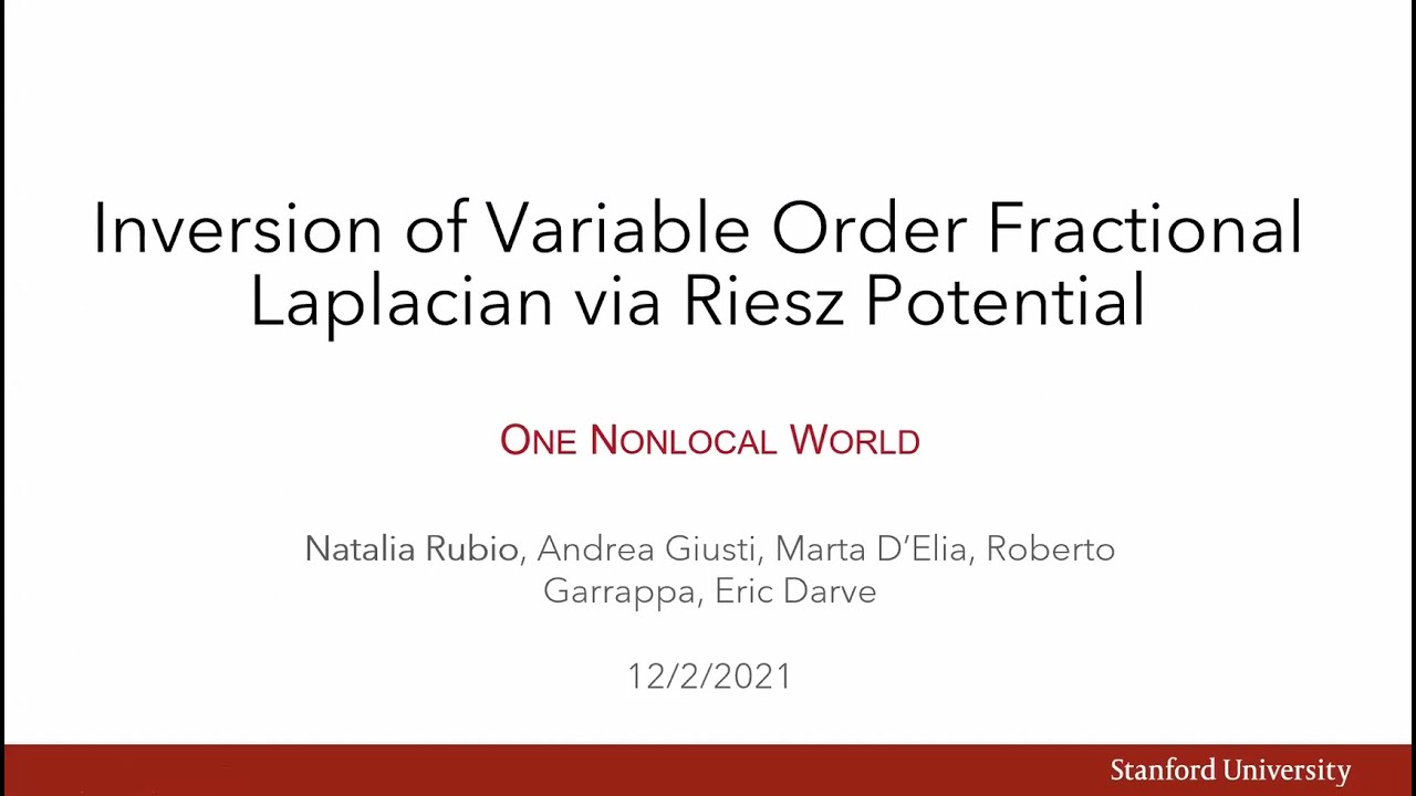 Inversion of a Variable-Order Fractional Laplacian Using the Riesz Potential. Dr. Natalia Rubio