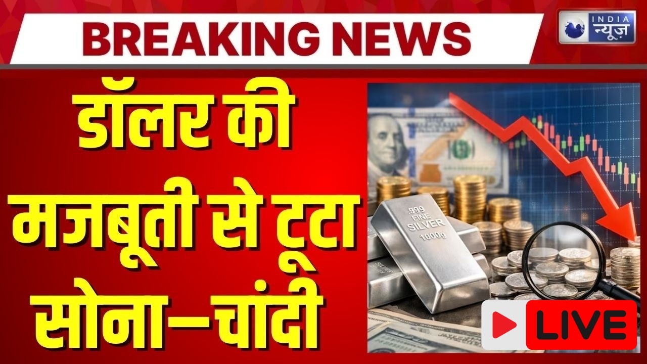 Gold Silver Today Price LIVE: डॉलर की मजबूती से टूटा सोना–चांदी, बाजार में हड़कंप | Bullion Market
