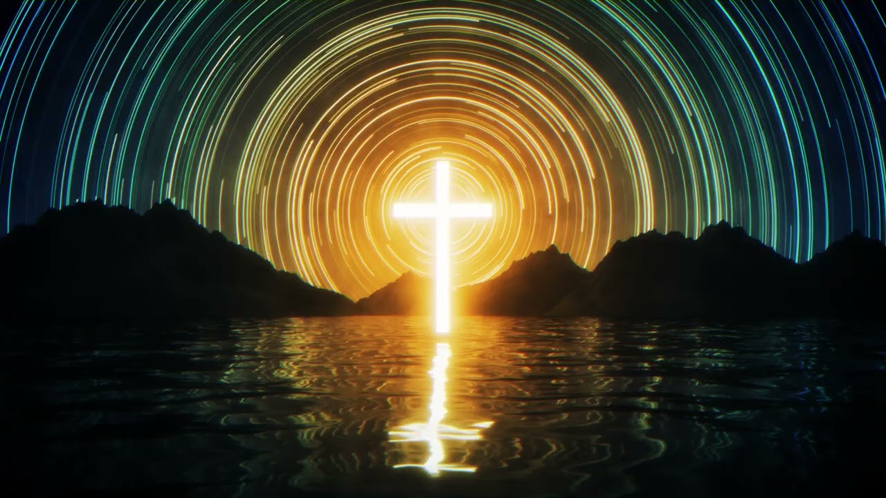 7-Min Fiery Neon Cross & Star Trails | Cheerful Giving Background Loop 4K