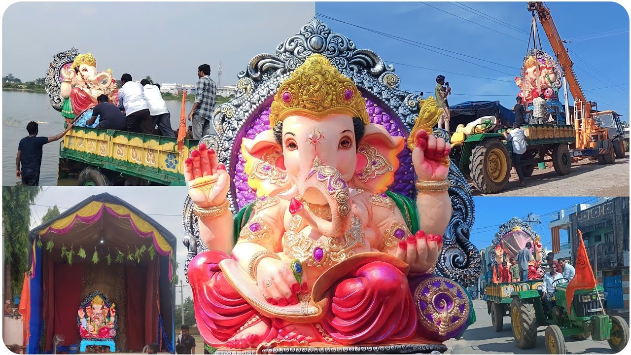 RENJARLA VLOGS YT TEAM GANESH UTSAV 2023 Mandapam Making Ganesh Aagman Nimajjanam #ganeshchaturthi