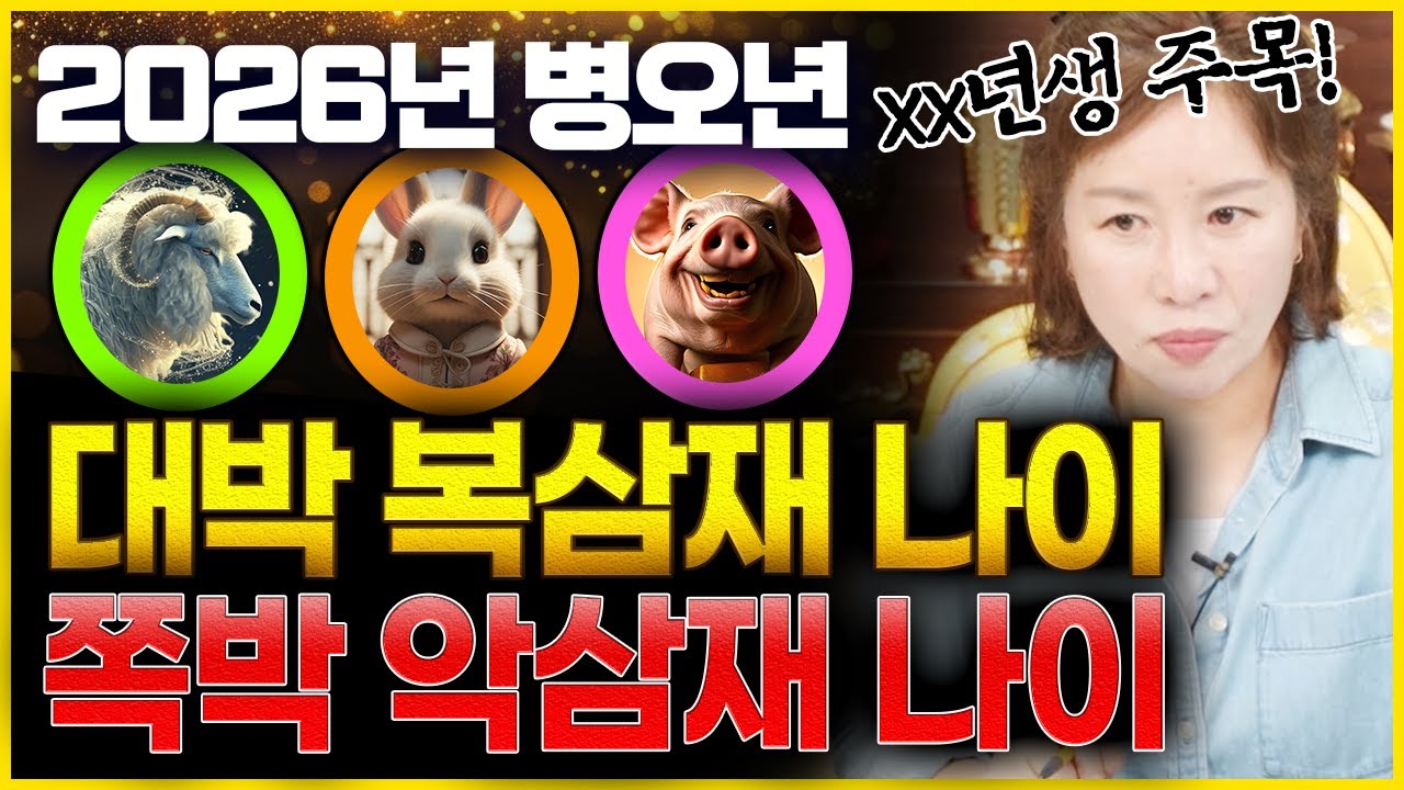 2026년 병오년 삼재띠 중 승승장구 복삼재 vs 전전긍긍 악삼재 나이 용한무당이 꼽은 결과! 양띠,토끼띠,돼지띠 중 이 XX년생 출생은 꼭 필수시청!