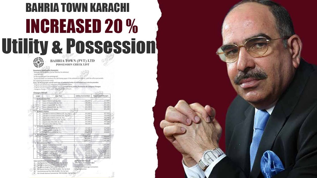 Bahria Town Karachi increased 20% Utility & Possession Charges
