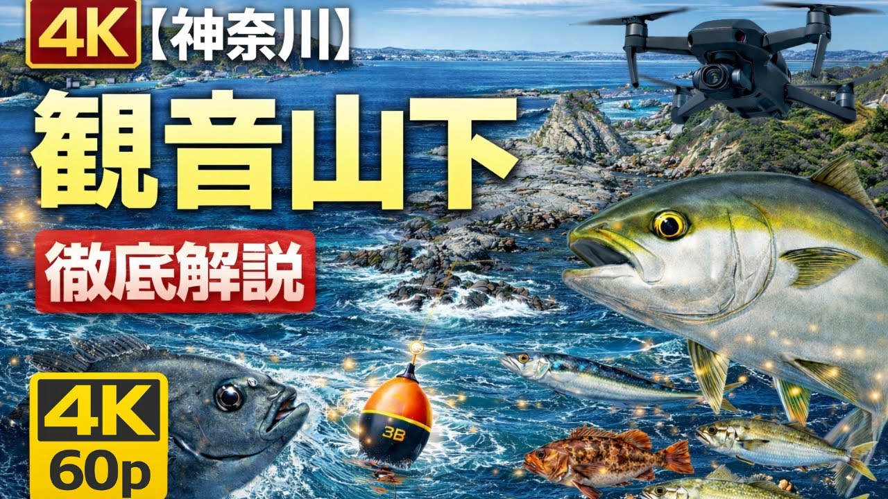 神奈川 "観音山下" の磯、想像以上。上から見たら釣れる理由が全部分かった【空撮4K】