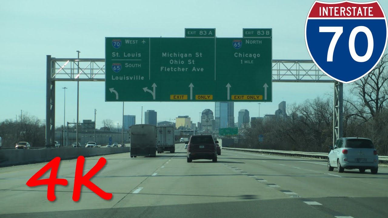 ⁴ᴷ Interstate 70 (Indianapolis, IN) westbound [4K VIDEO]