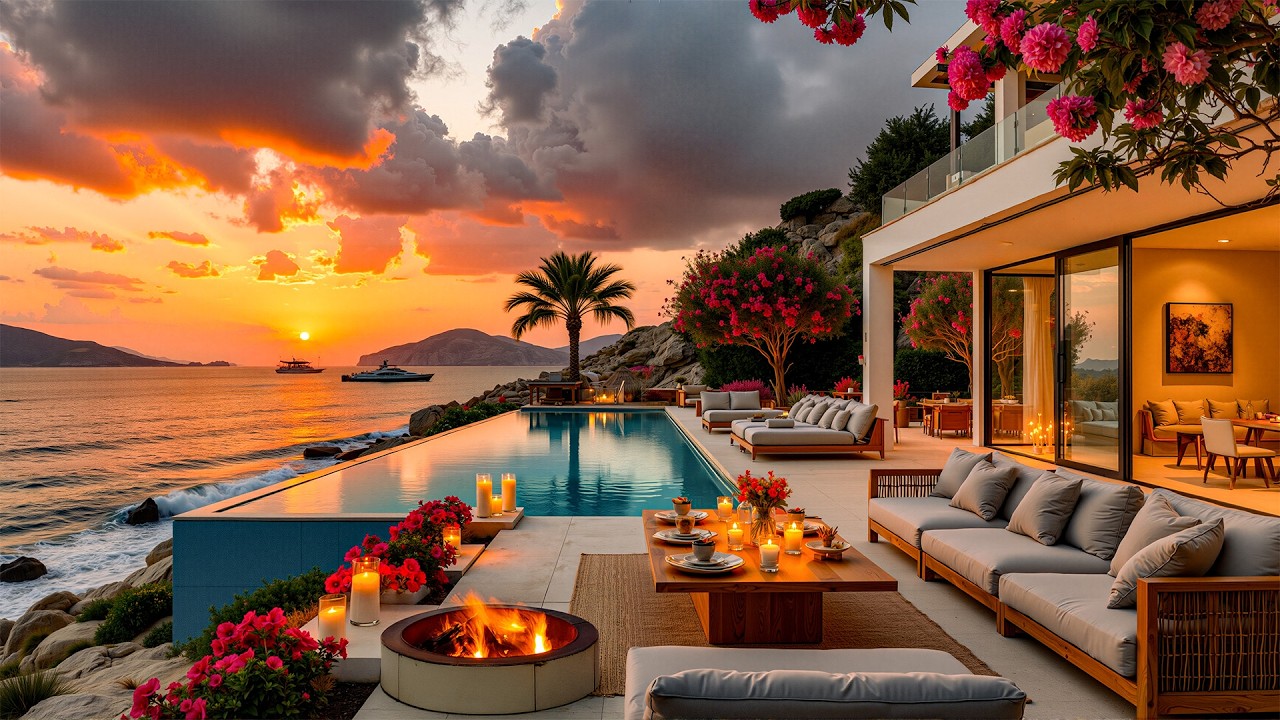 Gentle Jazz Music On A Luxurious Beachfront Balcony At Sunset - Cozy Jazz And A Serene Sea View