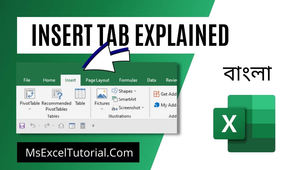 Learn everything About Insert Tab In Excel in Bangla