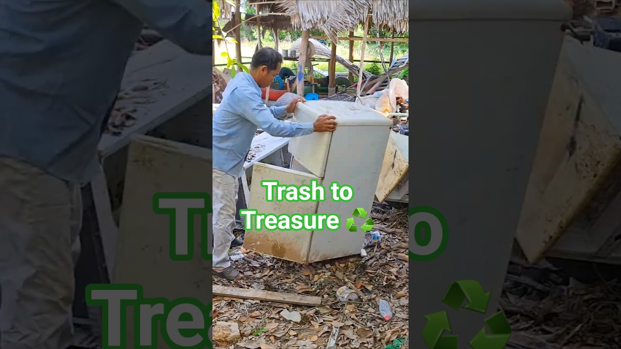 Amazing Transformation of an Old Fridge ♻️ Trash to Treasure 💯 % #diy #craft #recycleoldfridge