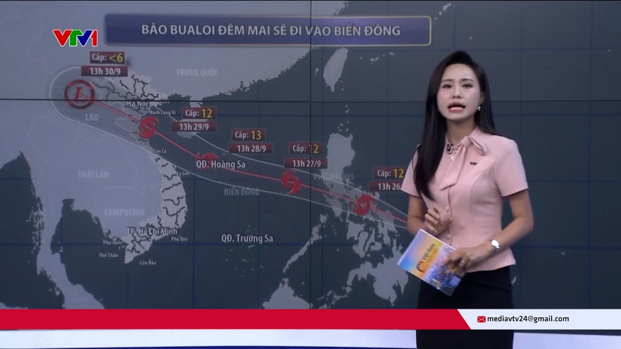 Đ&ecirc;m 26/9, b&atilde;o Bualoi sẽ đi v&agrave;o Biển Đ&ocirc;ng trở th&agrave;nh cơn b&atilde;o số 10 v&agrave; c&oacute; thể mạnh th&ecirc;m | VTV24