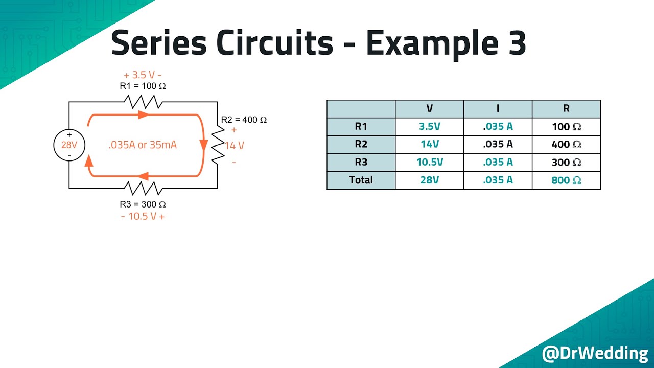 DrWedding DC08 - Solving Series Circuits, Calculating all voltages, currents, and resistances