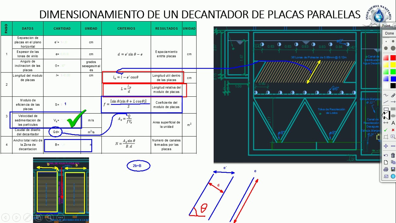 VIDEO 04   DIMENSIONAMIENTO DE UN DECANTADOR DE PLACAS PARALELAS