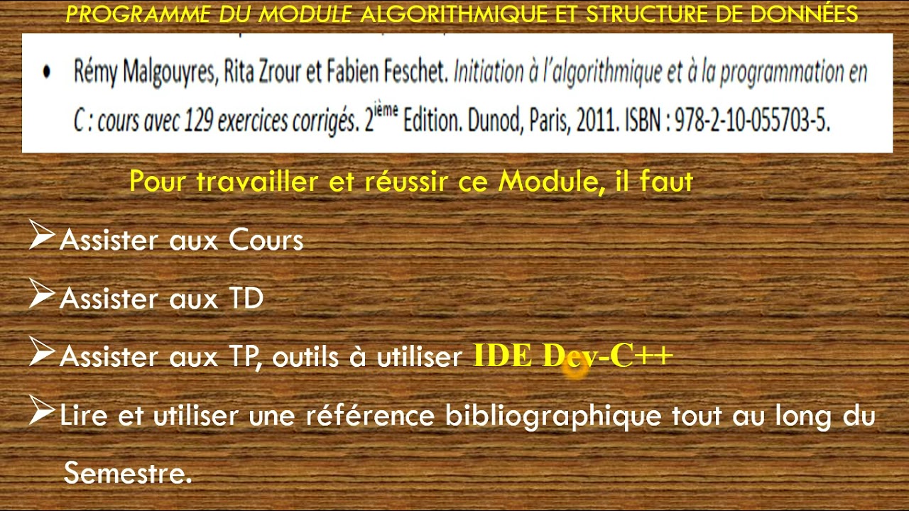 Algorithmique et Structure de donn&eacute;es 1 : LMD 1 MI Relation entre Algorithme; Programme; Dev-C++ 2/5