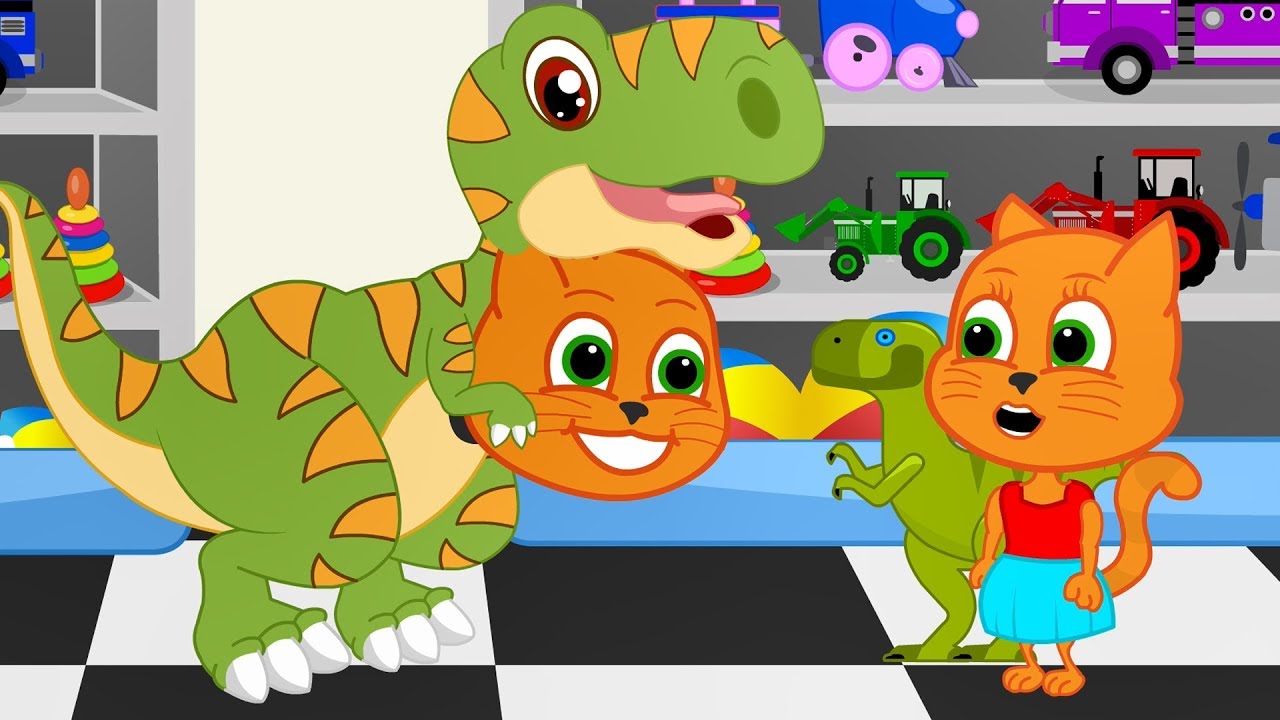 Família de Gatos - Fantasia de Dinossauro Desenho Animado em Português Brasil