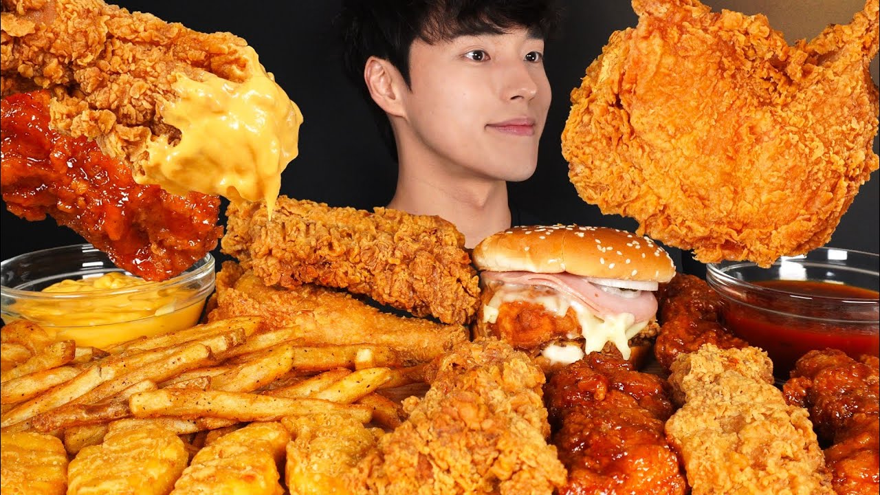 ASMR MUKBANG FRIED CHICKEN & CHICKEN BURGER & FRENCH FRIES & CHICKEN NUGGETS & SPICY CHICKEN KFC