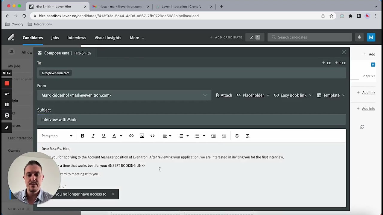 Tutorial - Cronofy interview scheduling integration for Lever ATS