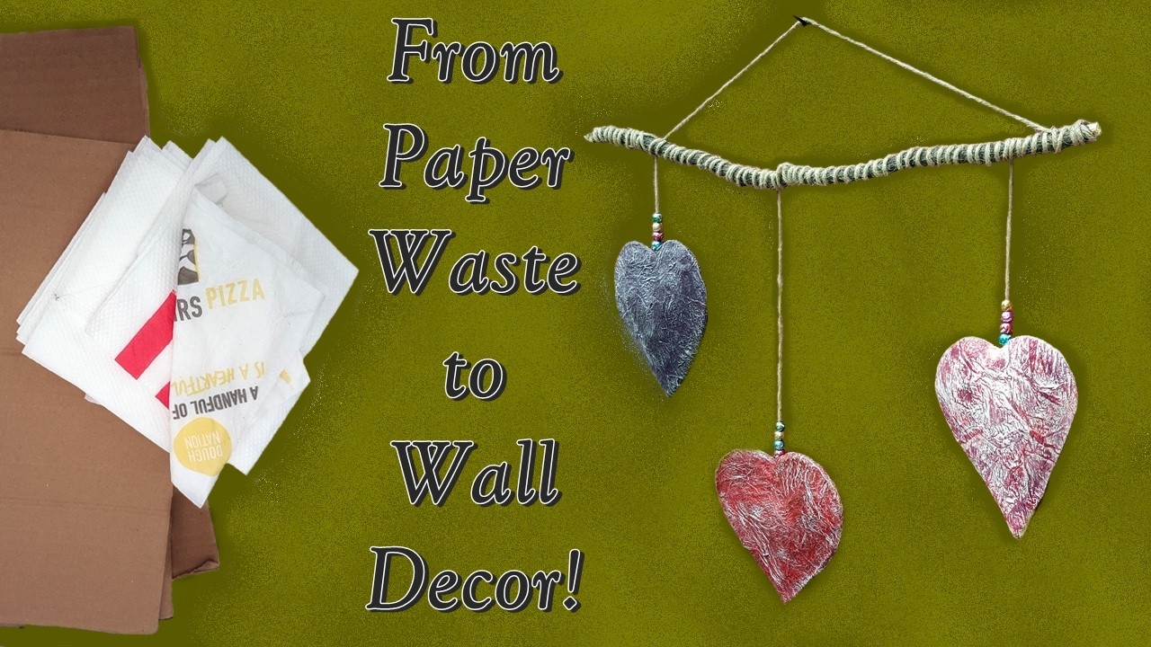 DIY Heart Wall Decor 🌸 Made from Cardboard & Recycled Paper Clay
