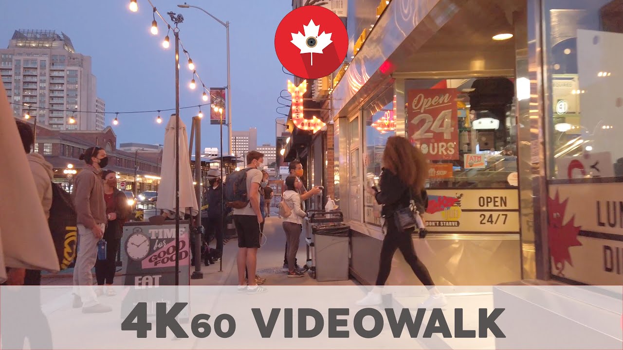 Downtown Ottawa ByWard Market Night Walk Tour| 10 June 2021| 4K UHD 60fps