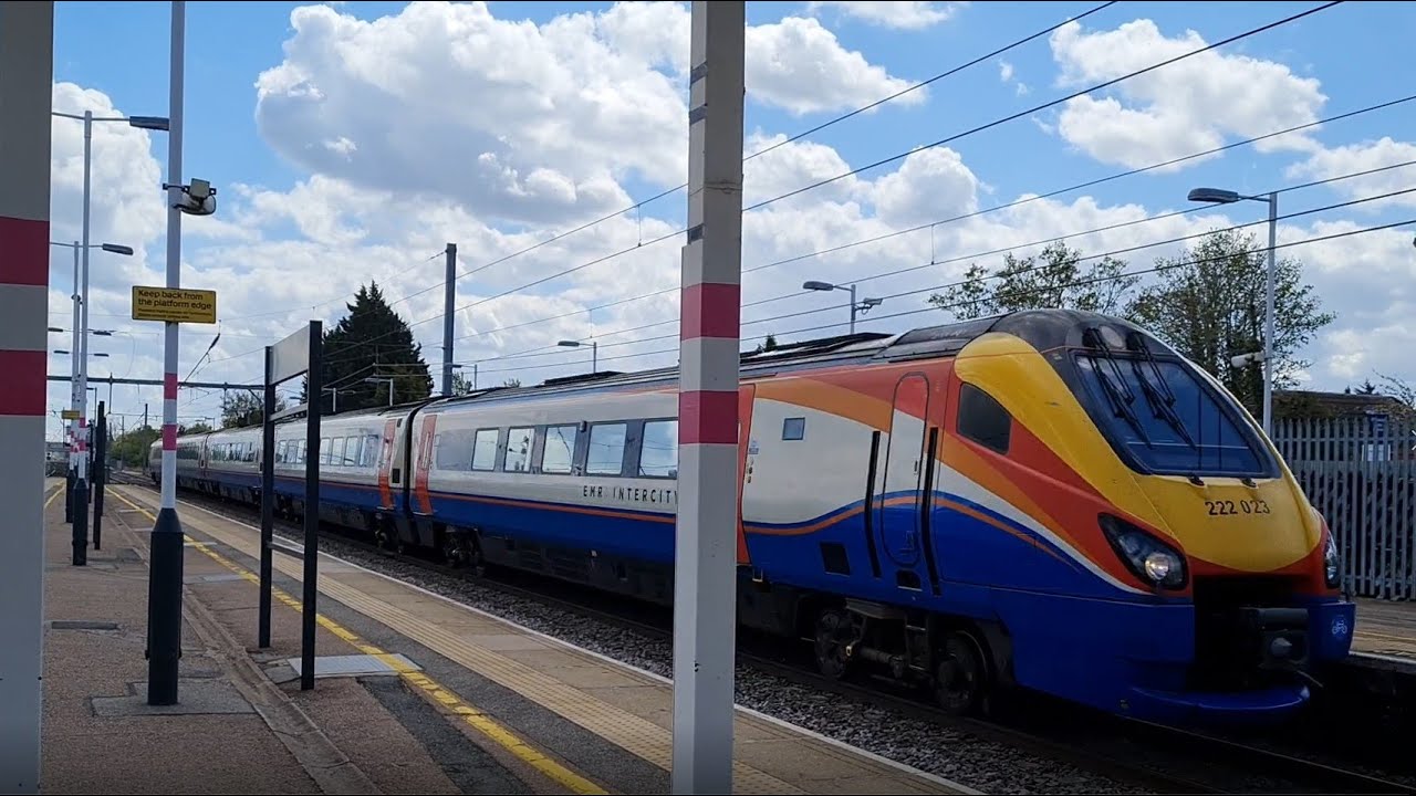 Local Train Travel of UK. Gorgeous Views Stewartby Lake Station to Bedford England UK. 4k Ultra HD