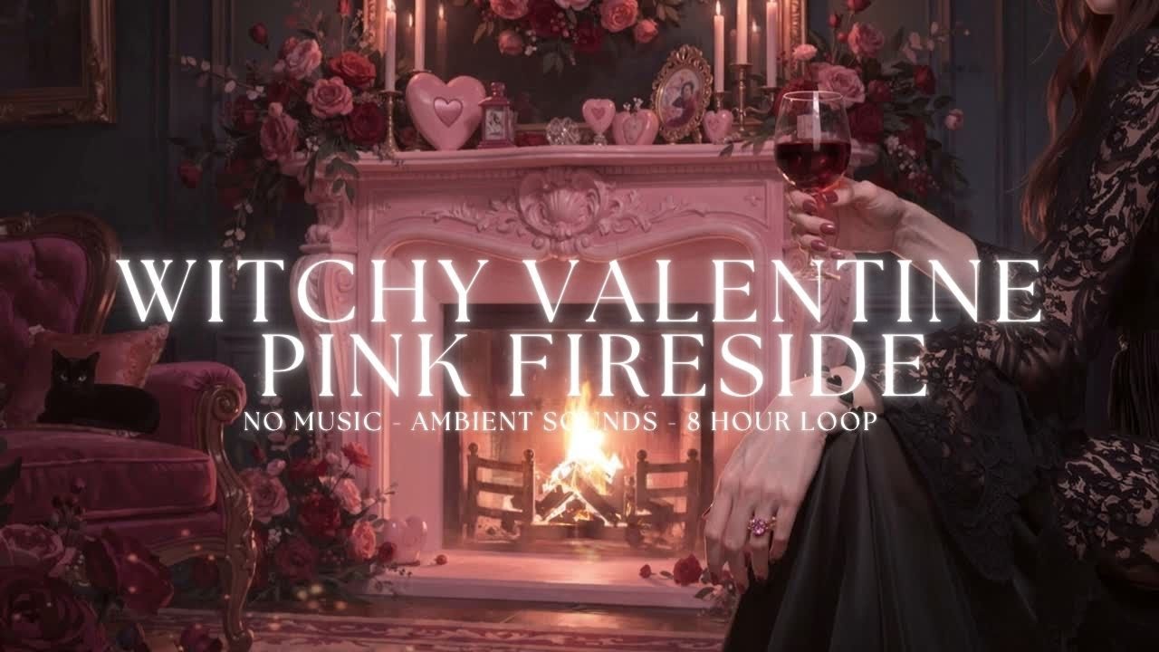 Witchy Pink Fireplace Ambience 🔮🕯️ | Cozy Candlelight & Wine 🍷💖