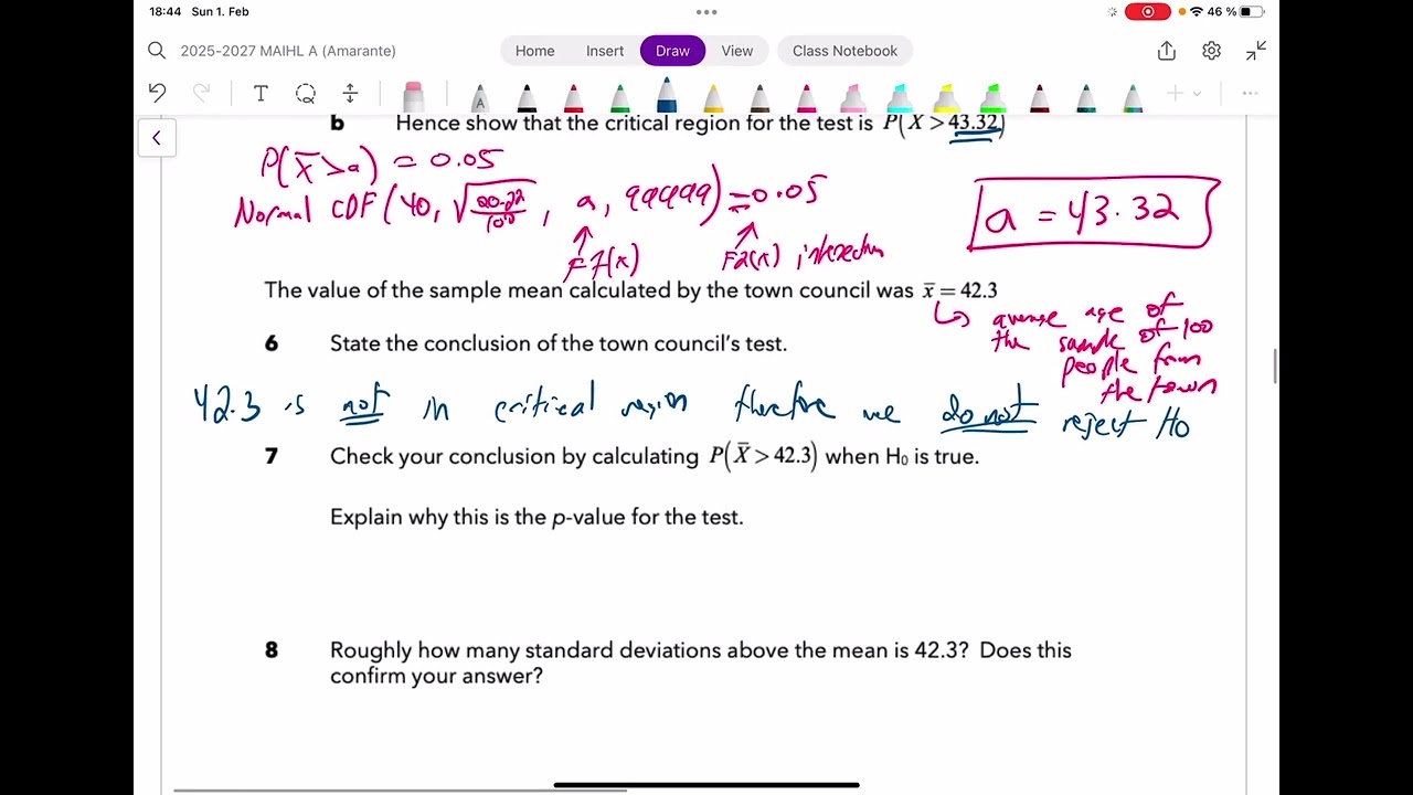 6.5 Testing for the Mean of a Normal Distribution
