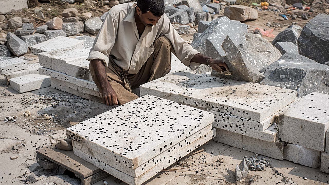 Incredible Fastest Stone Splitting Techniques &ndash; Amazing Manual Granite Mining Skills