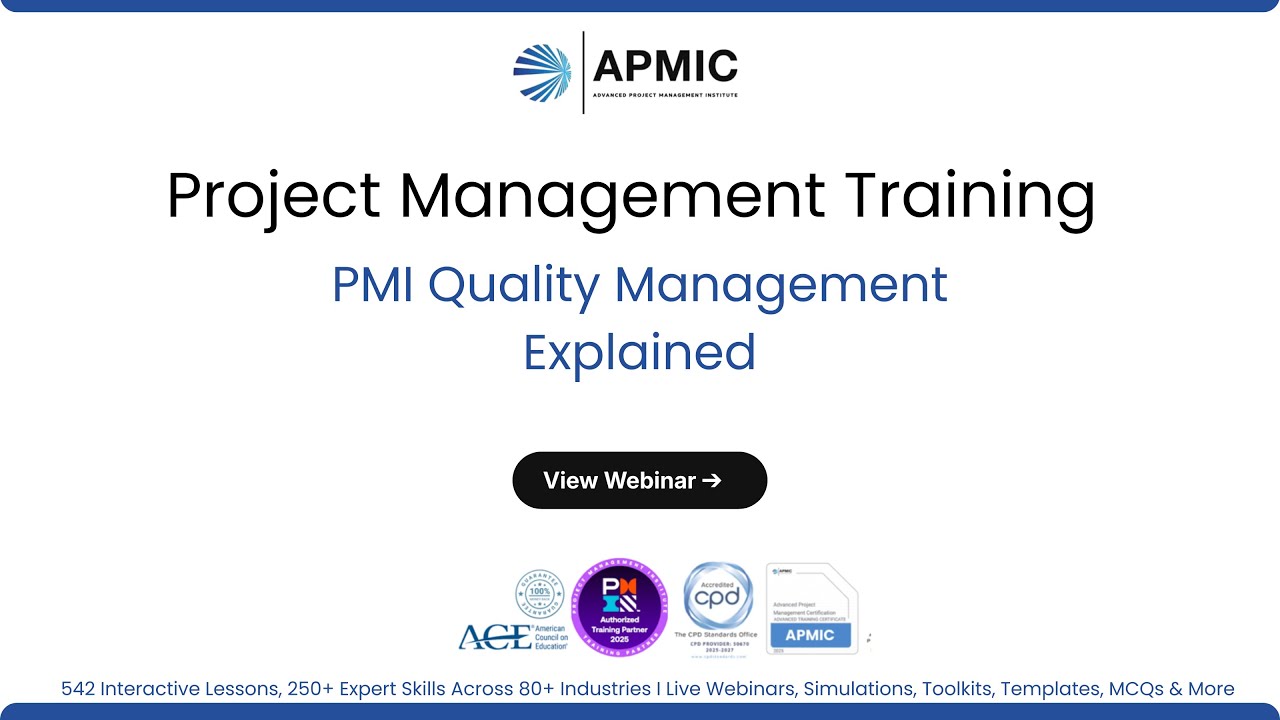 Project Quality Management and PMI Exam Alignment | Advanced Project Management Certification
