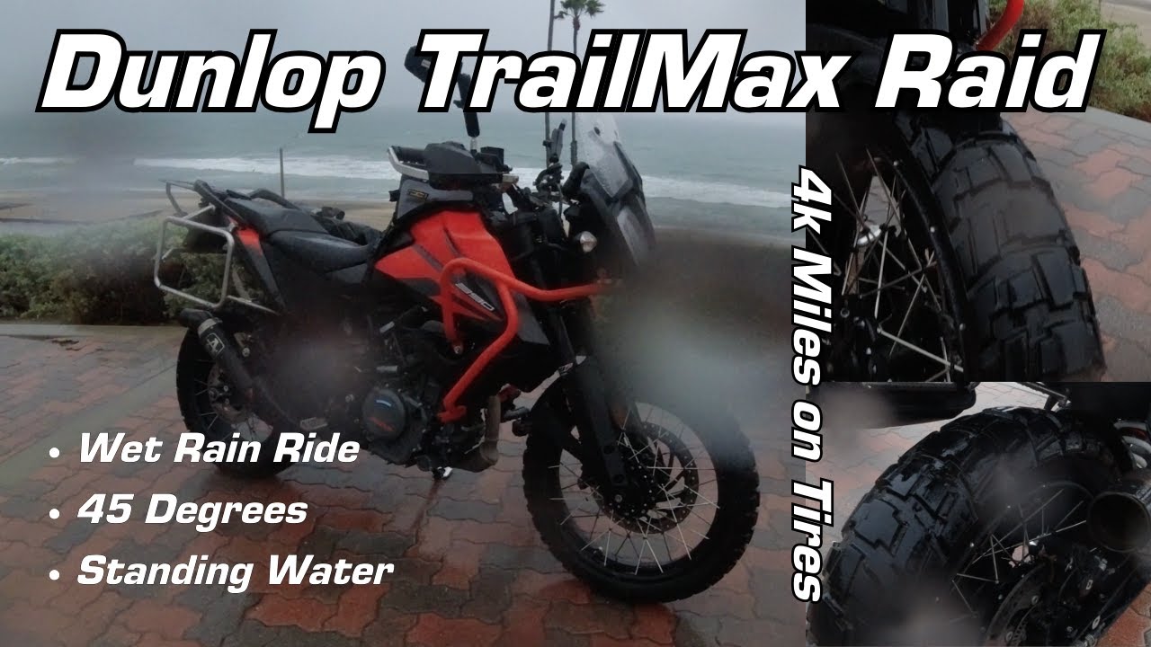 Dunlop TrailMax Raid для езды под дождём под углом 45 градусов | Идеальное сцепление