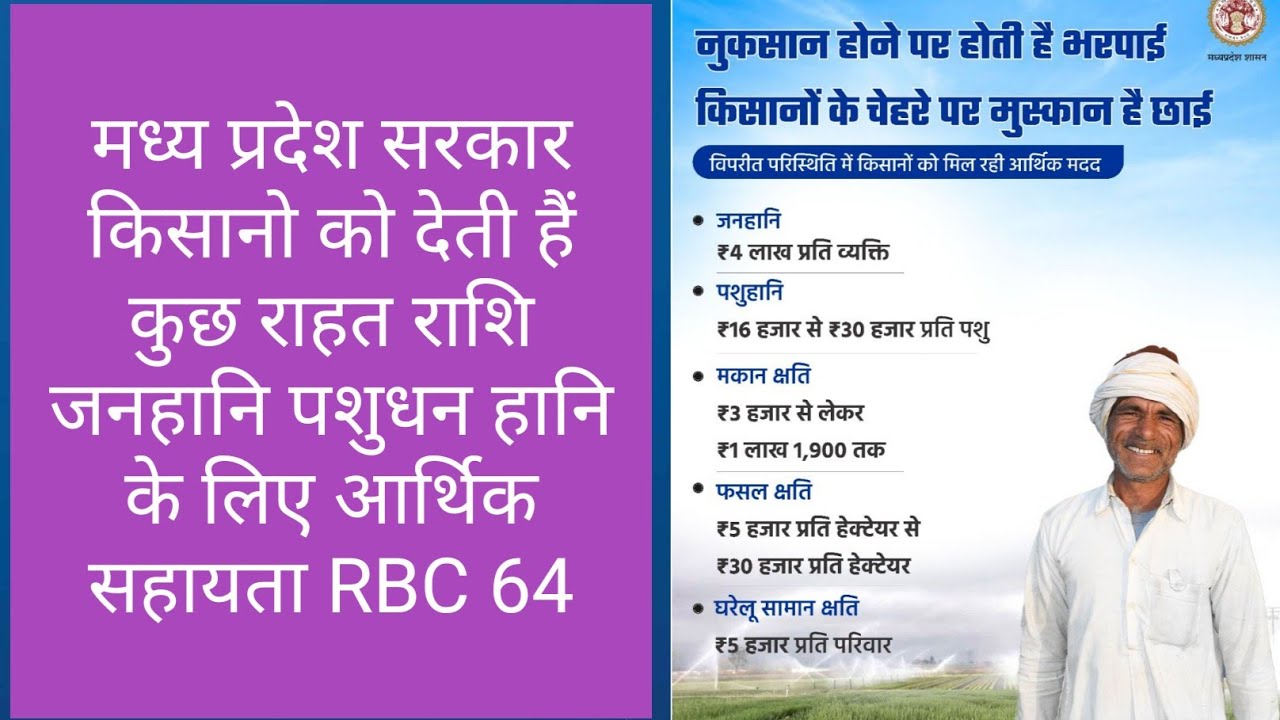 मध्य प्रदेश RBC 64 के अंतर्गत किसानों को क्या फायदा मिलता|| विपरीत परिस्थितियों में किसानों को मदद