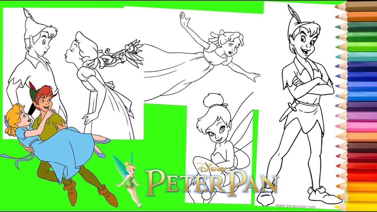Disney Peter Pan Wendy & Tinkerbell Coloring Pages for kids