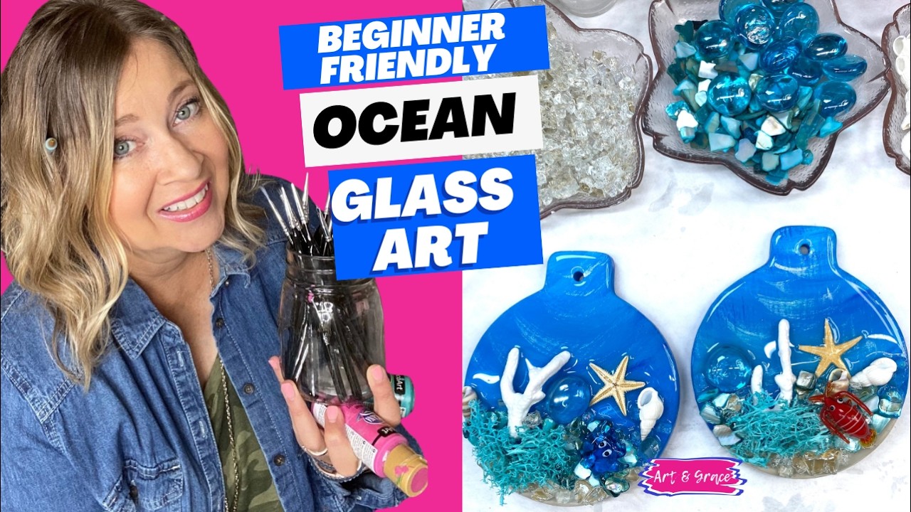 Sea Life Ceramic Ornament with Glass and Resin