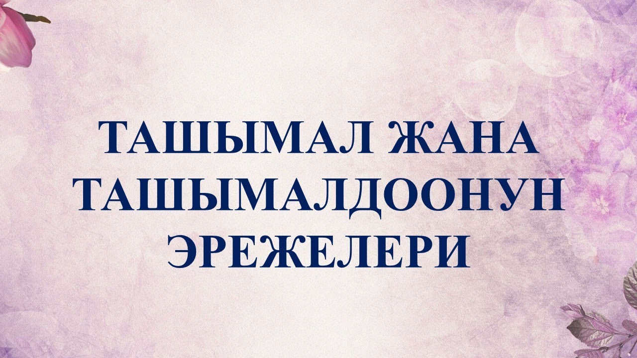 ТАШЫМАЛ ЖАНА ТАШЫМАЛДООНУН ЭРЕЖЕЛЕРИ